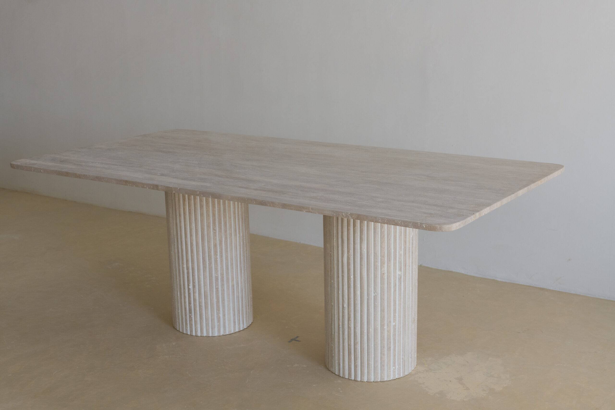 Olympia Rectangular Dining Table - Natural Travertine