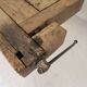 Wooden industrial workbench with vice, 194 cm long, 1930s.