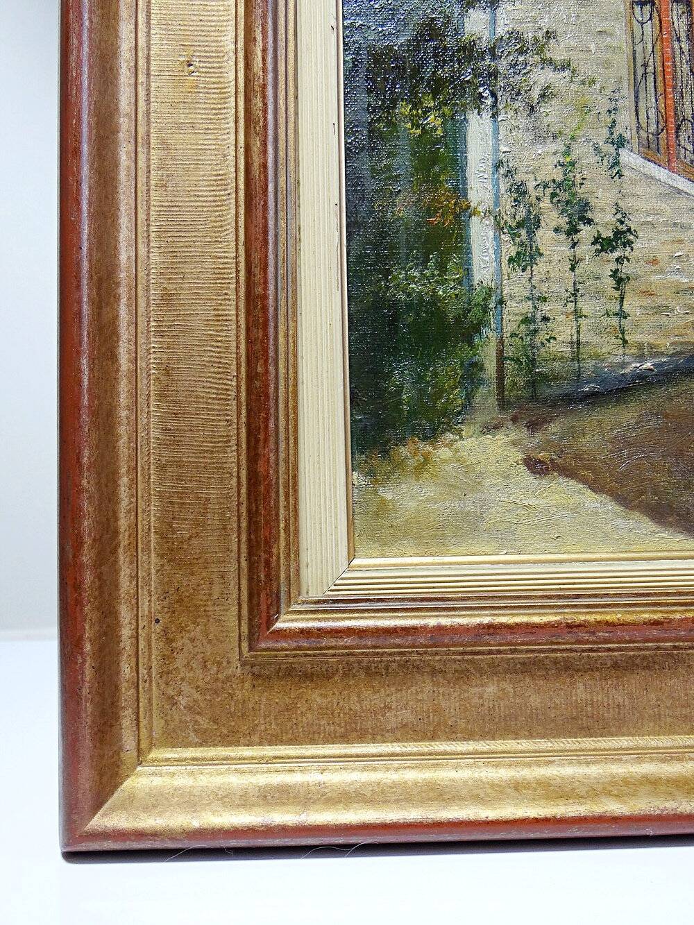 Large painting "Villa Camille" from the 1940s-60s, oil on canvas signed M. Lesoll.