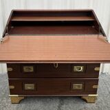 Commode scriban de marine bois laiton vintage et sa chaise
