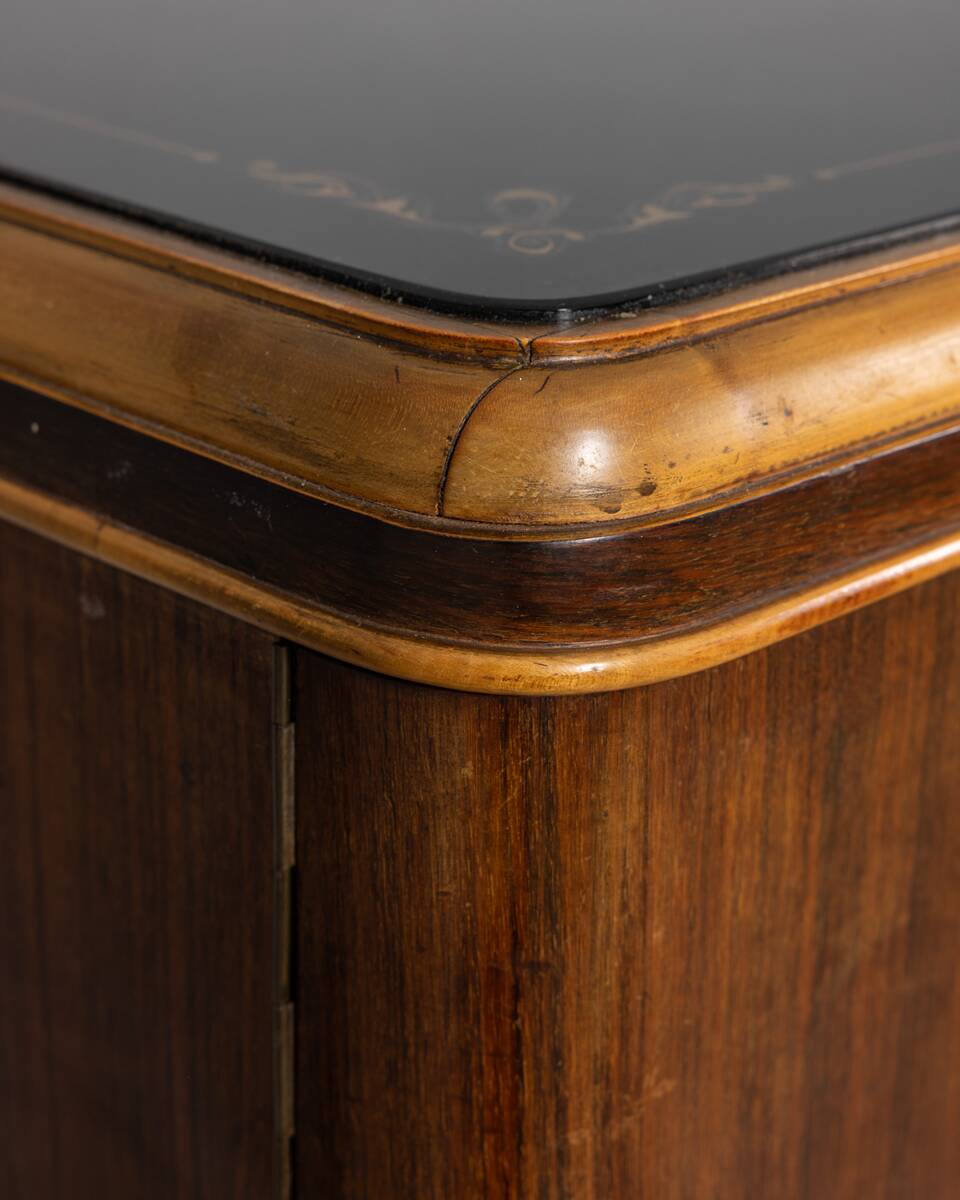 SIDEBOARD VINTAGE 30'S SIDEBOARD IN WOOD AND GLASS ITALIAN ART DECO DESIGN