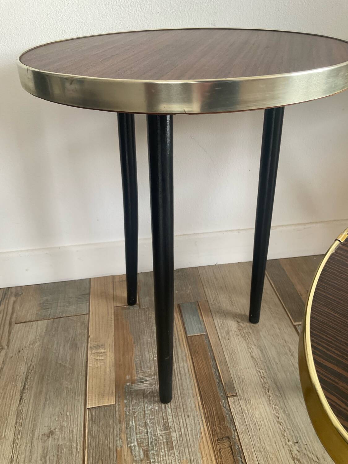 Trio of tripod side tables, 1960s-70s