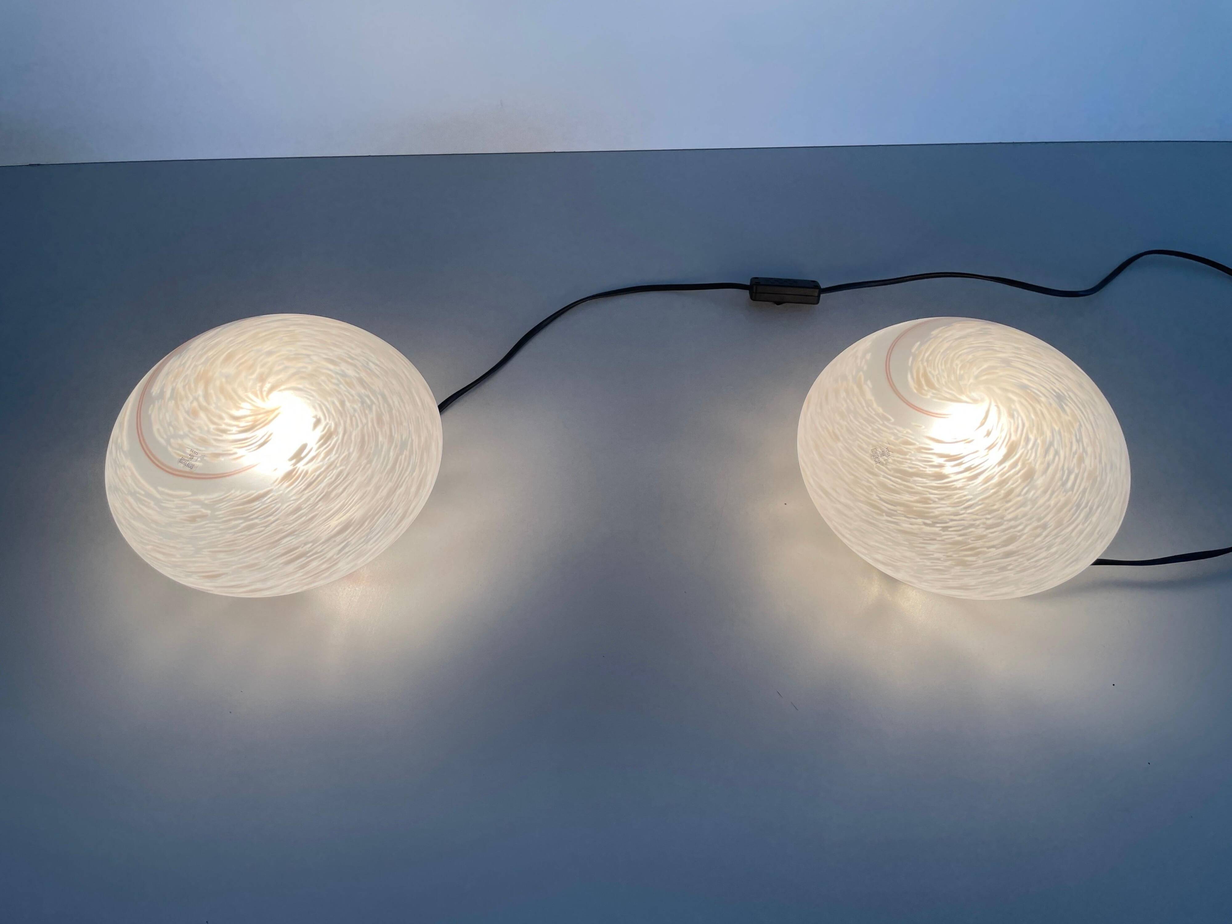 Pair of mid-century glass table lamps by Vetri Murano, 1960s, Italy.