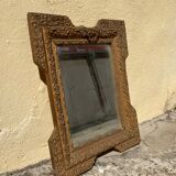 Miroir ancien bois doré sculpté format à suspendre