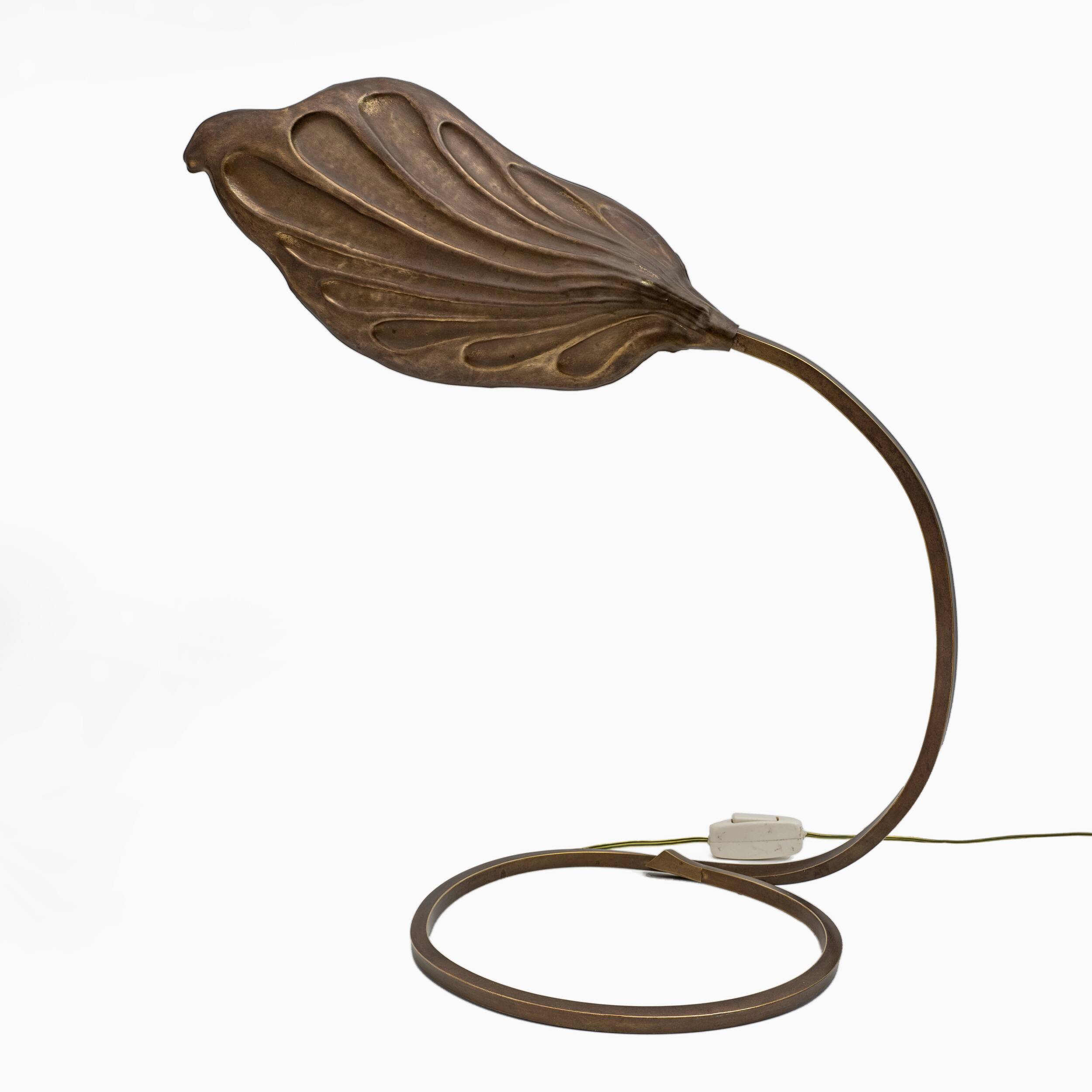 Tommaso Barbi Mid-century Modern Brass Leaf Table Lamp by Bottega Gadda,60