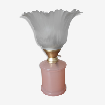 Small pink glass lamp