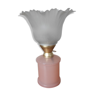 Small pink glass lamp