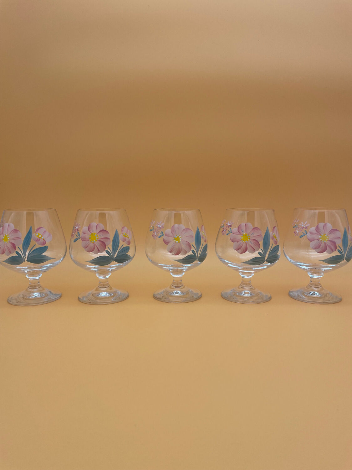 Hand-painted crystal flower balloon foot glasses