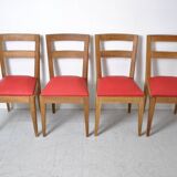 4 Chaises en chêne massif 1950