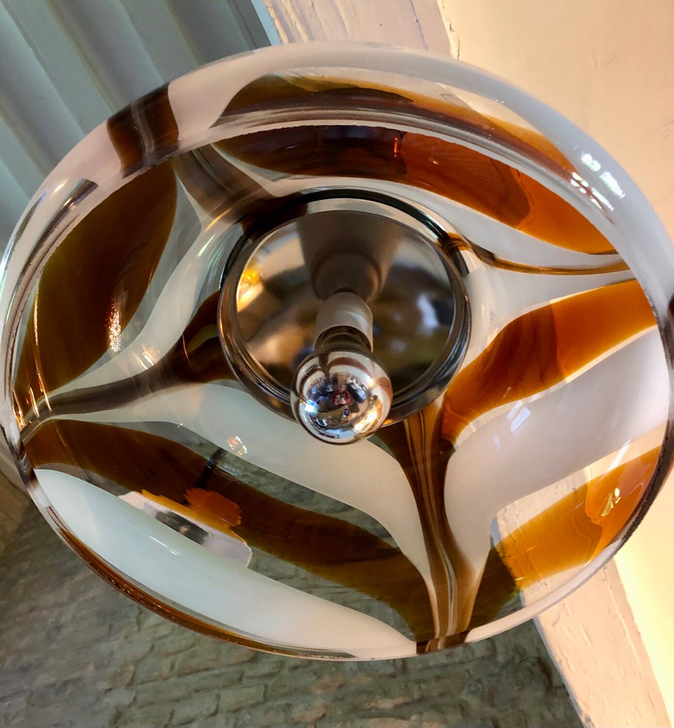 Suspension in Murano glass and chrome metal