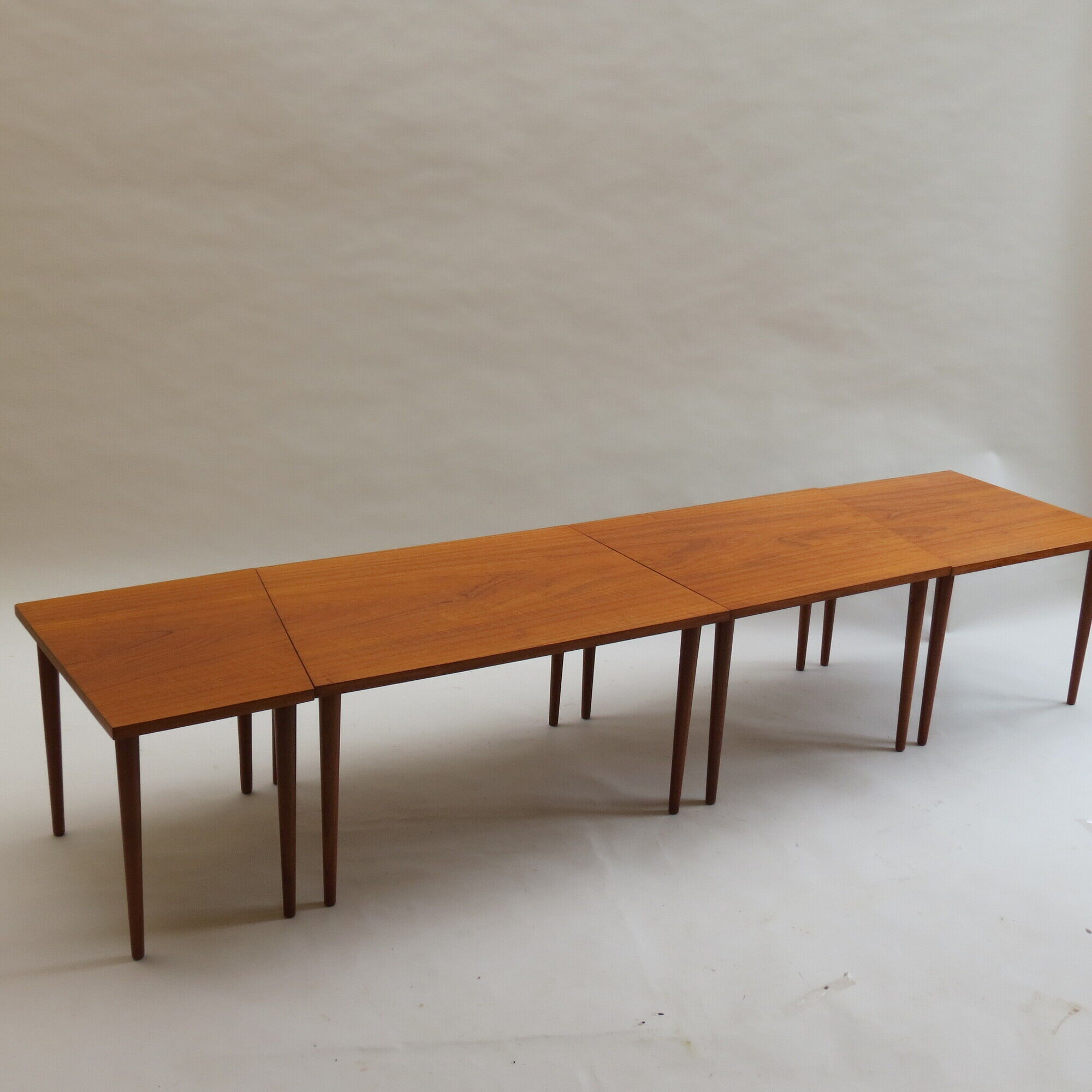 Scandinavian long teak coffee table set of 4 nest of tables 1960s