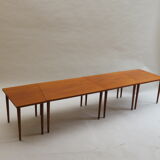 Scandinavian long teak coffee table set of 4 nest of tables 1960s
