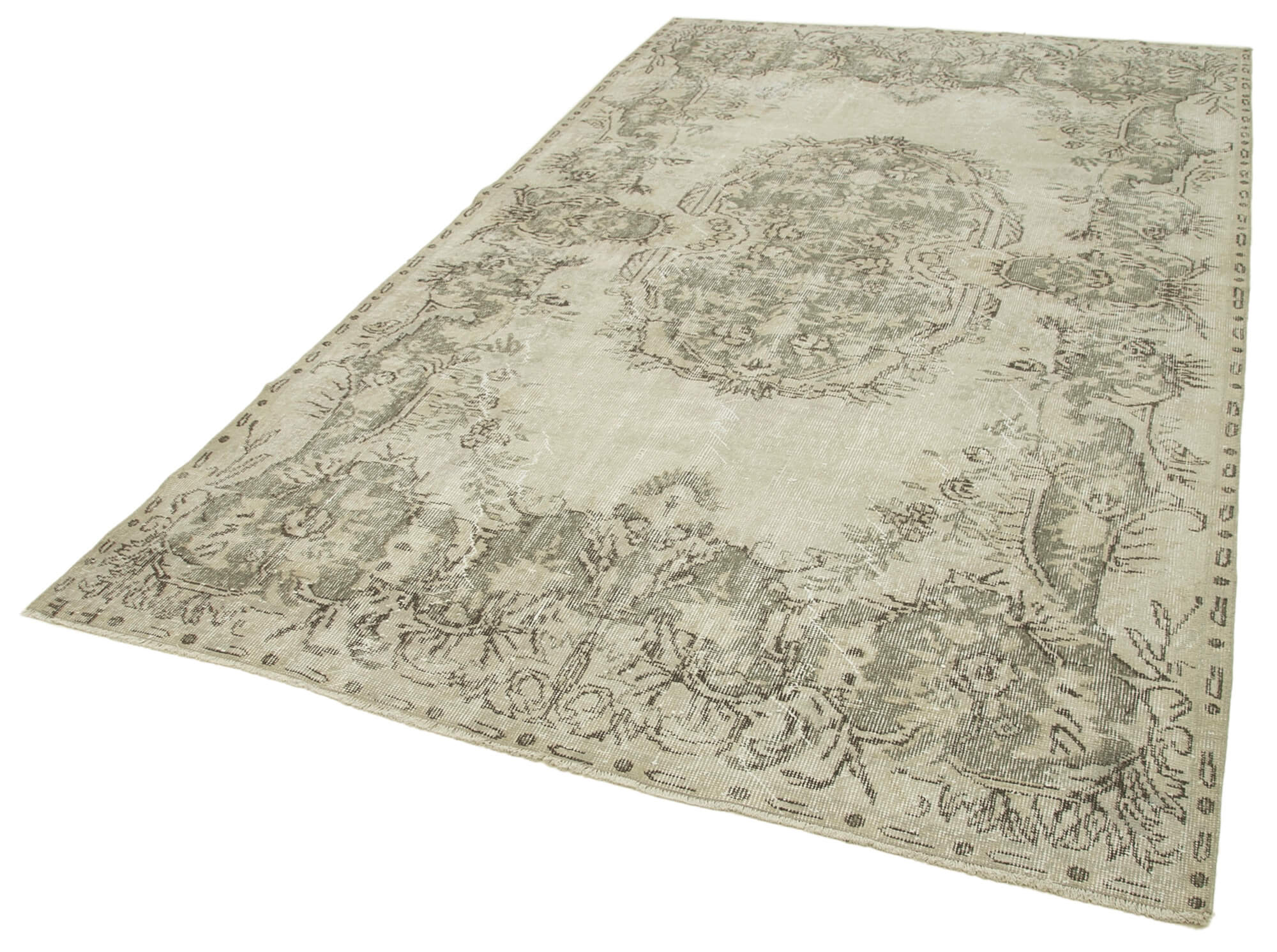 Handmade decorative oriental beige carpet 179 cm x 298 cm