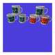6 MUGS vintage flowers LOTUS 562112 Arcopal FRANCE orange blue