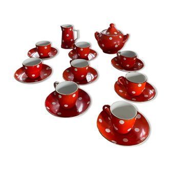 Coffee service with polka dots blancs sarreguemines