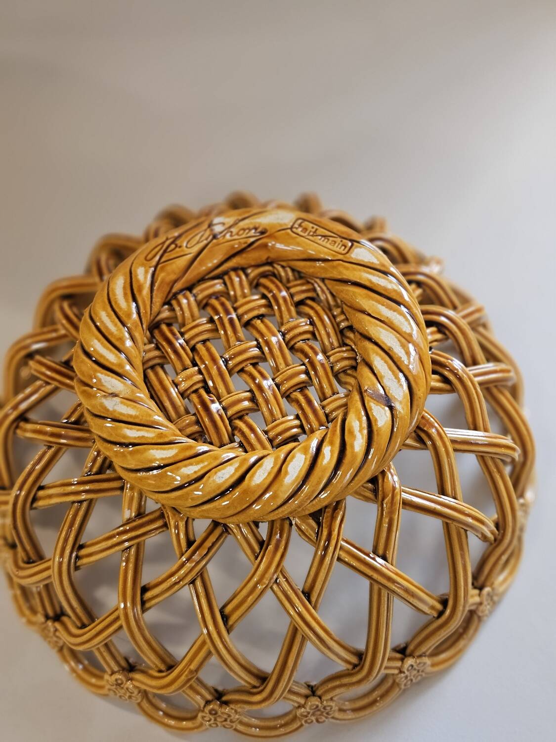 Woven ceramic basket