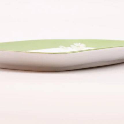 Vintage serving dish porcelain Toscana green and white - retro chic decor