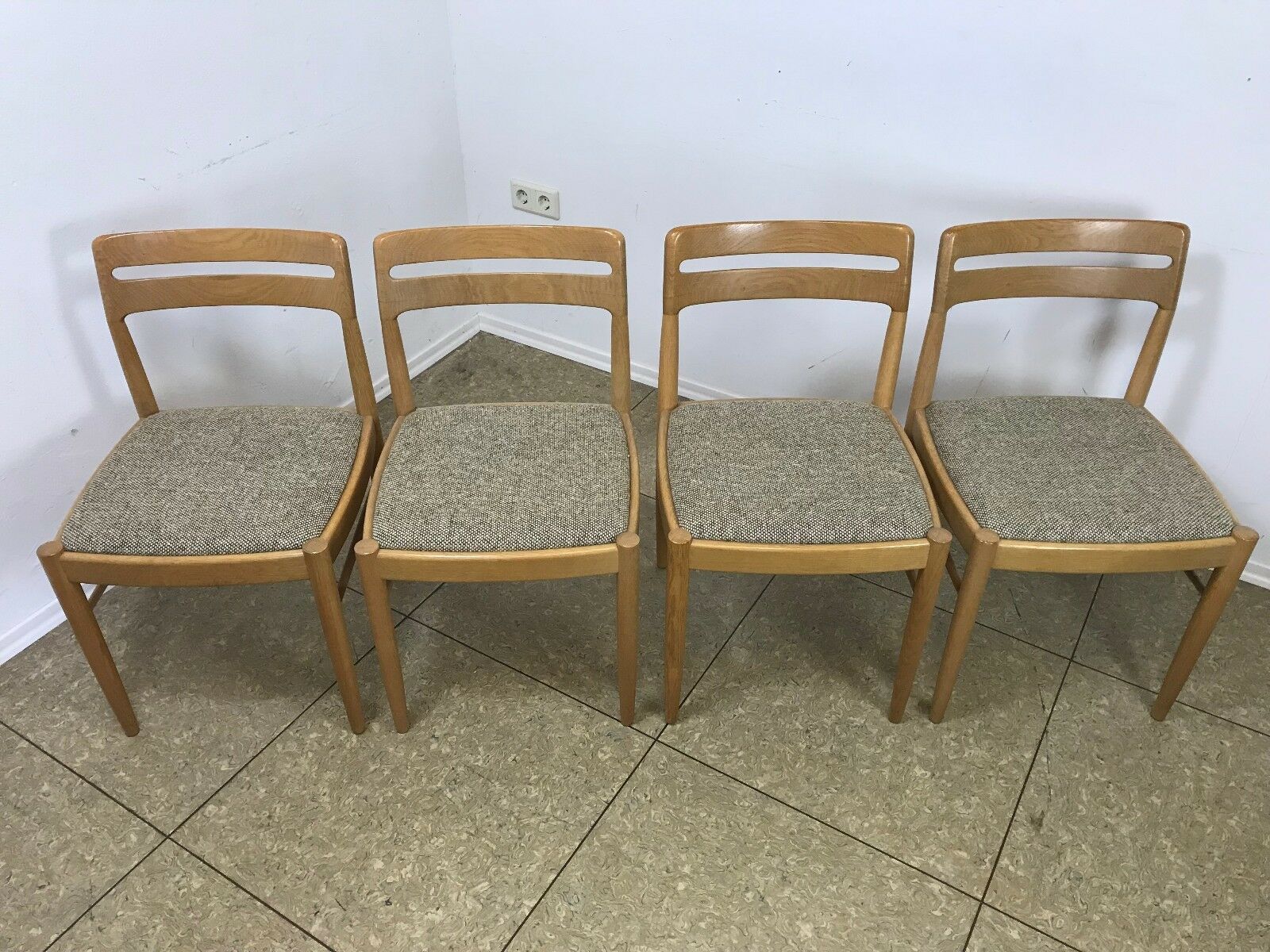Oak dining chairs by Danish designer HW Klein for Bramin