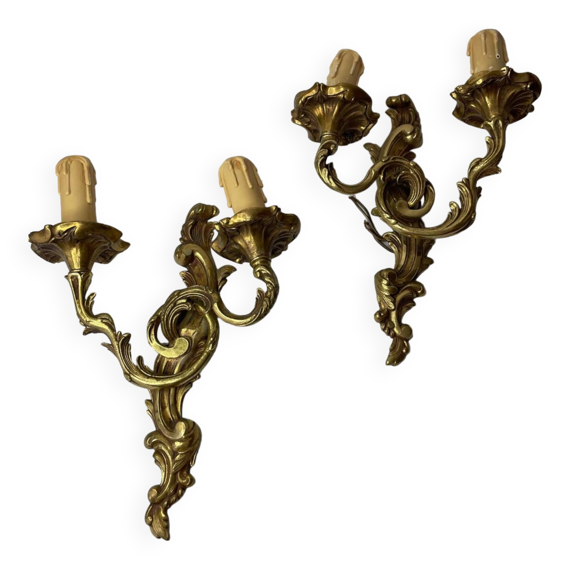 Pair of bronze wall sconces