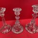 Set of 3 different candle holders, molded glass, very trendy 20 to 22 cm