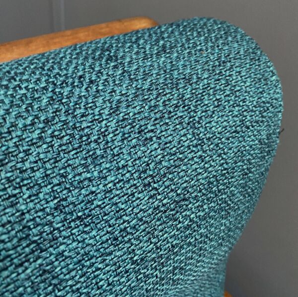Chaise haute en teck danois et repose-pieds par HS Denmark années 1970