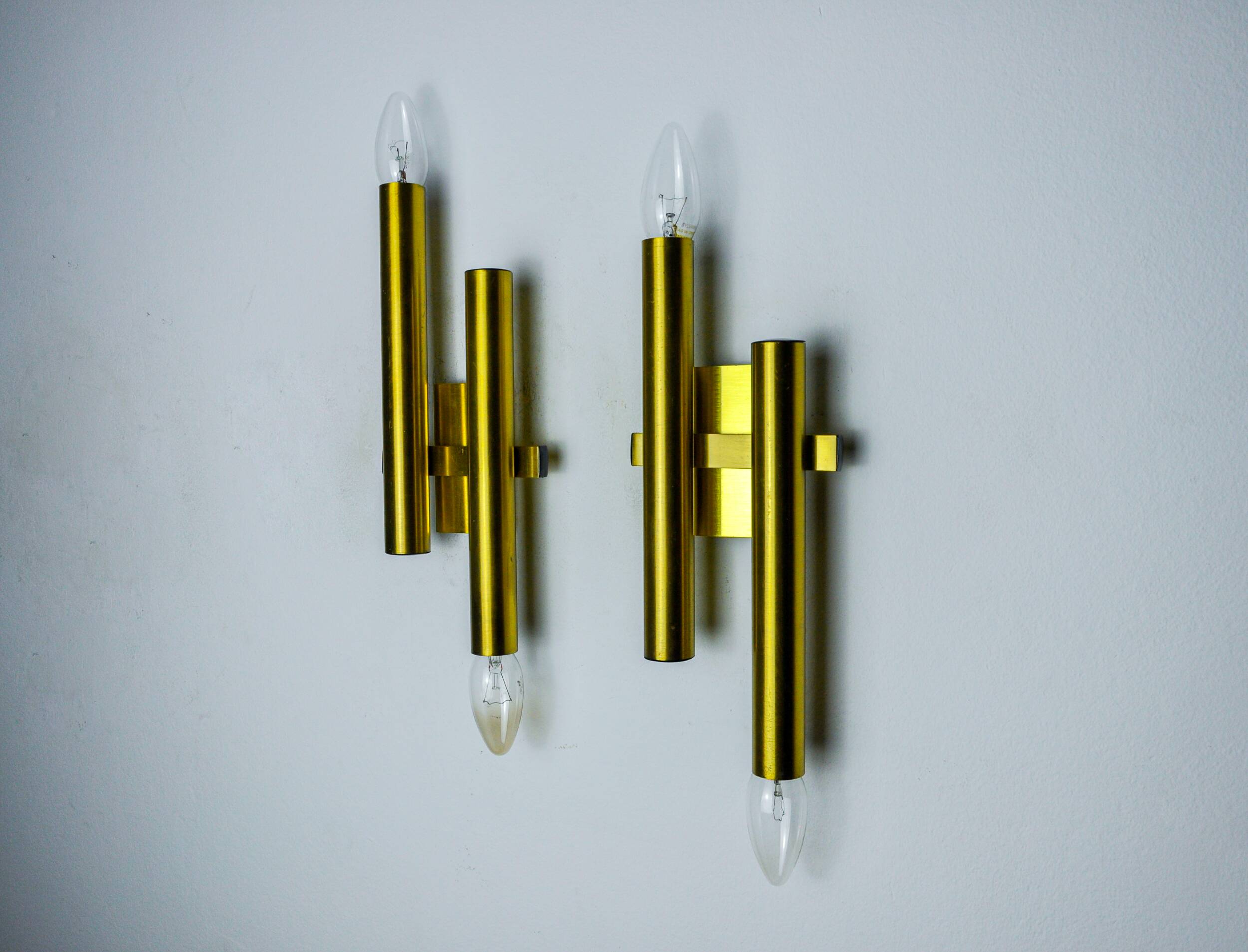 Pair of tubular wall lights from Sciolari, Italy, 1970