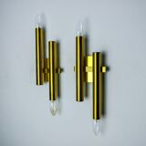 Pair of tubular wall lights from Sciolari, Italy, 1970