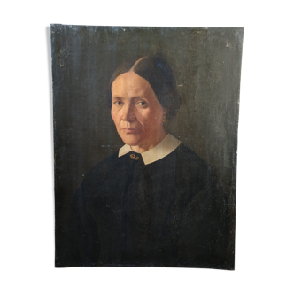 Portrait de femme huile sur toile, XIXème