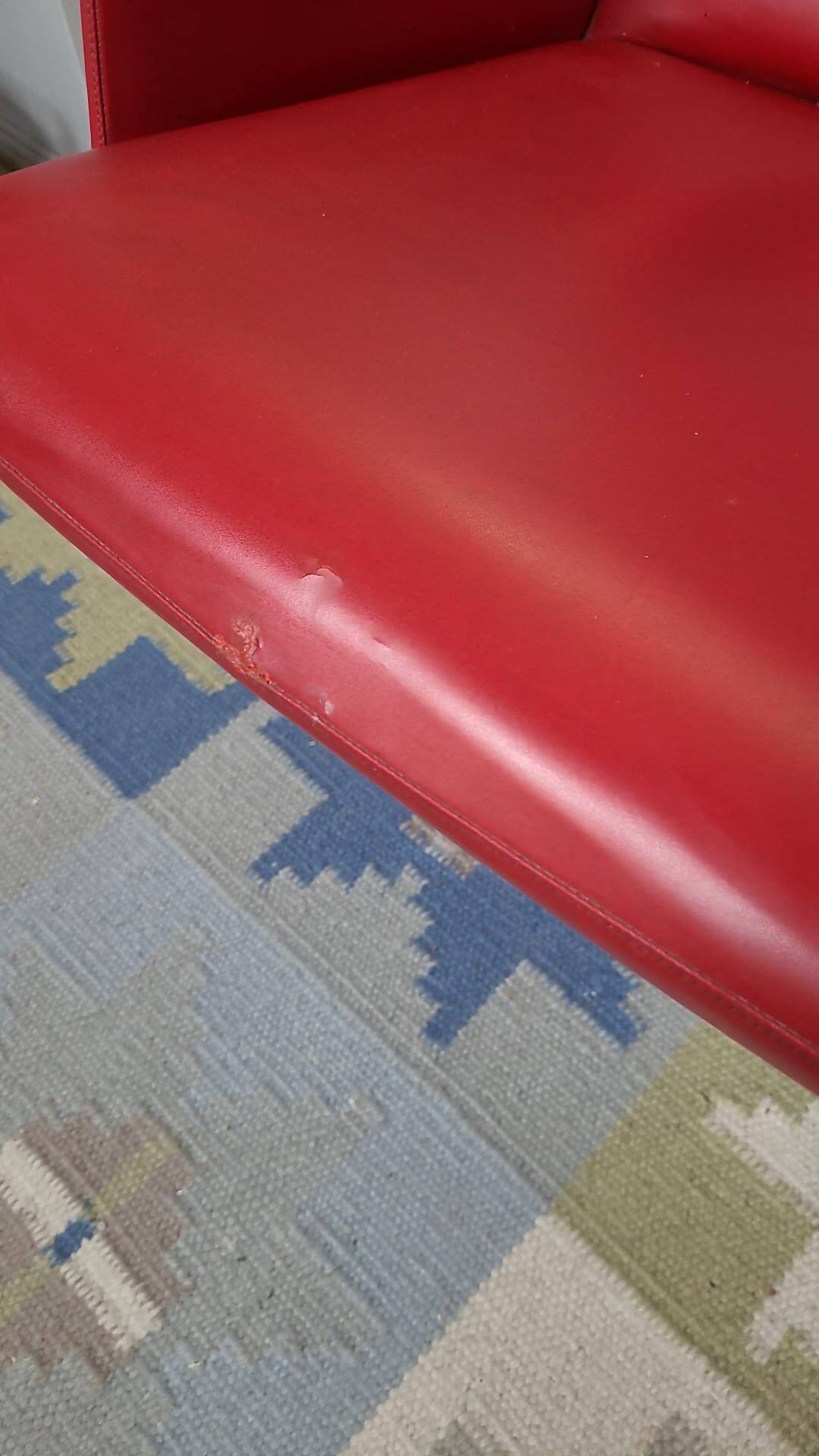 Bodafors-Verken swivel chair in red faux leather, Sweden, 1970s