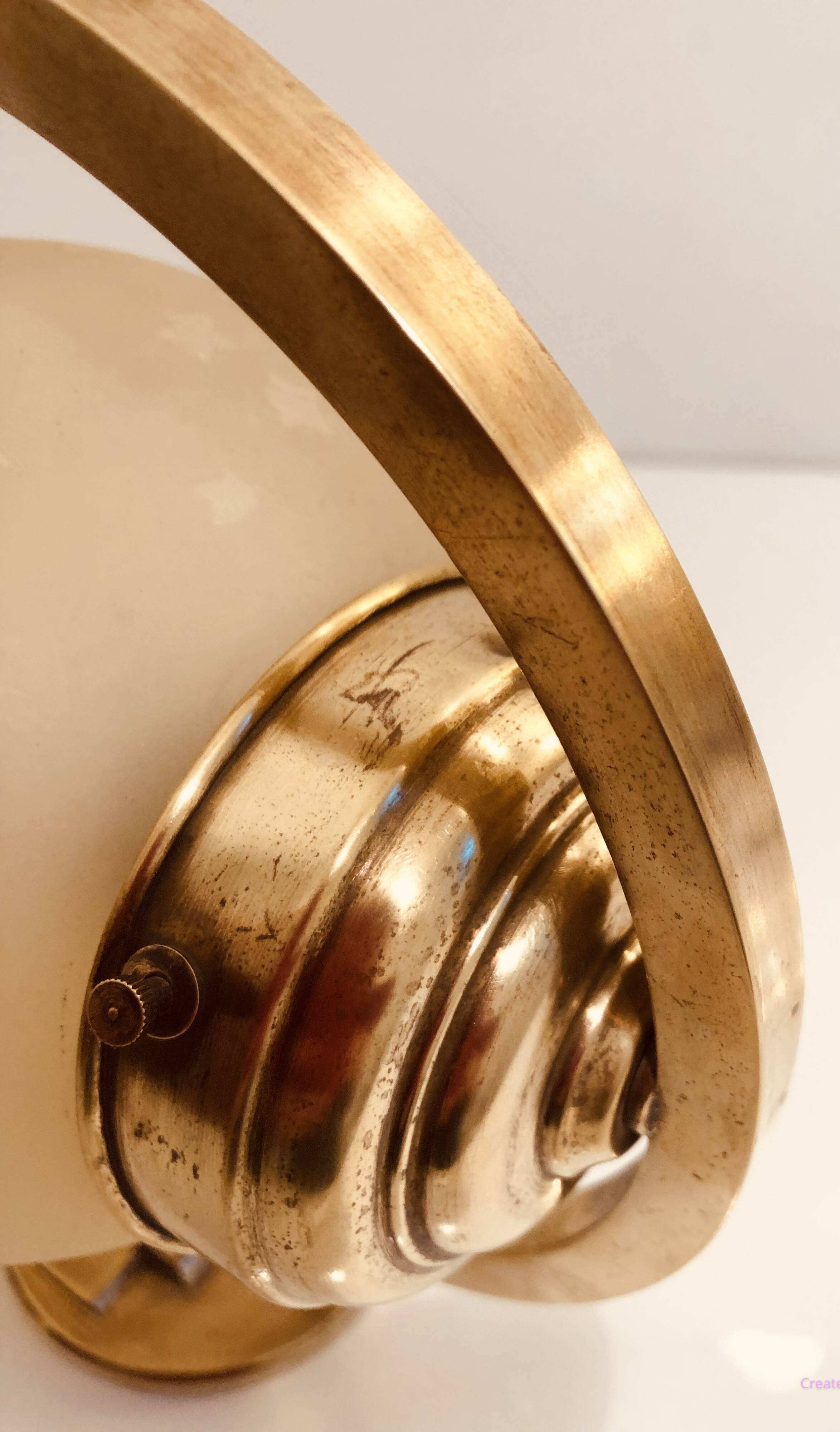 Art Deco wall light 1930-40 signed Deveau brass and glass engraved with stars and planets motif