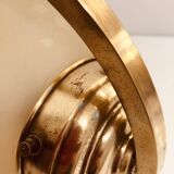 Applique Art déco 1930-40 signée Deveau laiton et verre gravé à motif d'étoiles et de planètes