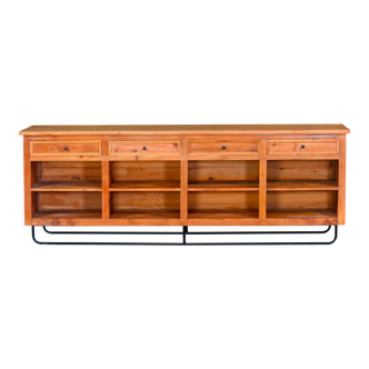 Industrial style bar counter in recycled solid pine 240cm