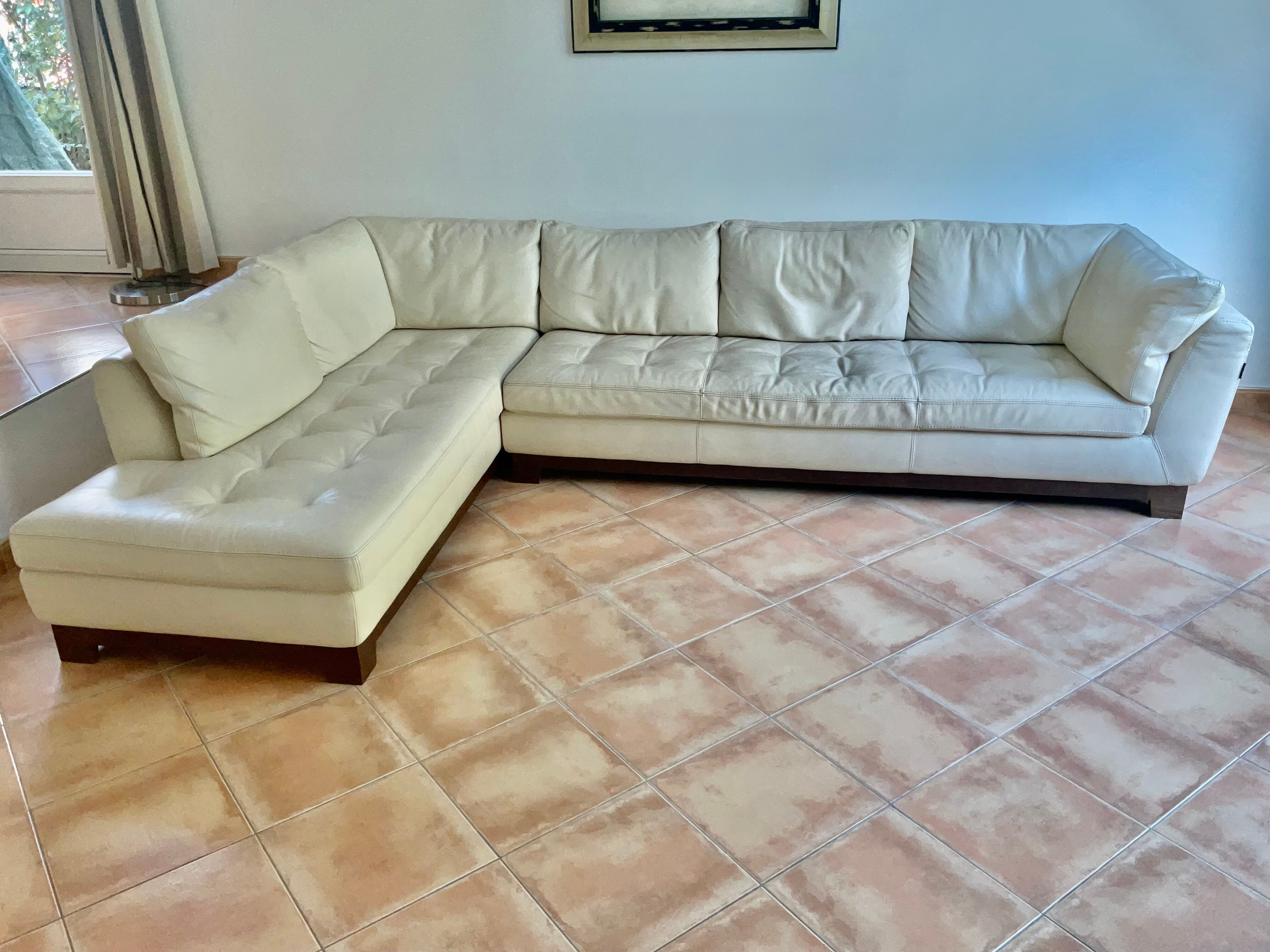 Roche bobois leather corner sofa