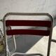 Vintage white metal and lacquered wood garden chairs from the 1970s — set of 3, multicoloured slats.