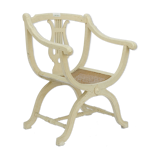 White backed white lyre seated chair canne