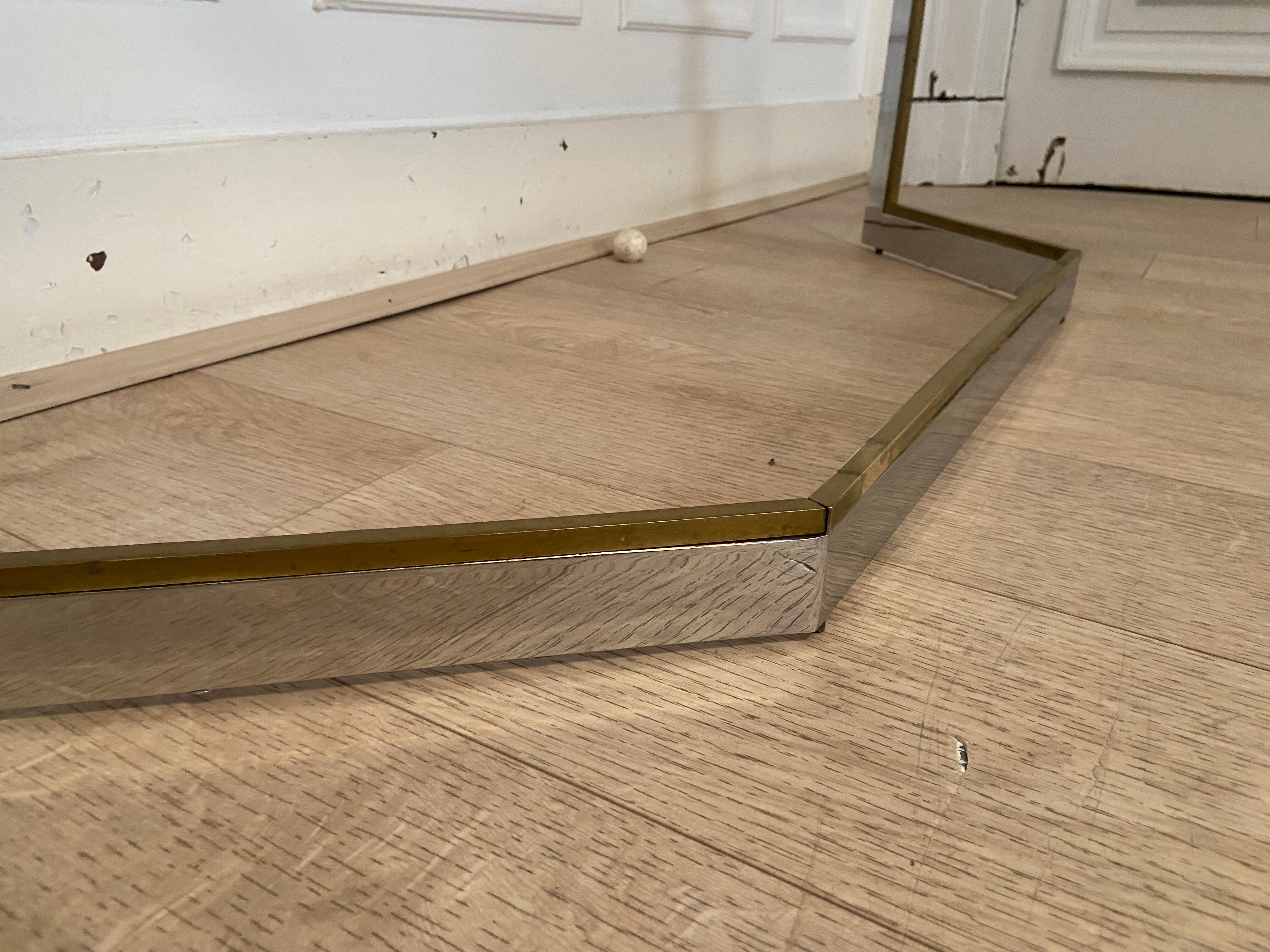 Pair of chrome metal consoles and smoked glass, Italy, 1970s