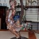 Large Art Nouveau Lamp with Female Figure in Patinated Cast Iron Early 20th Century