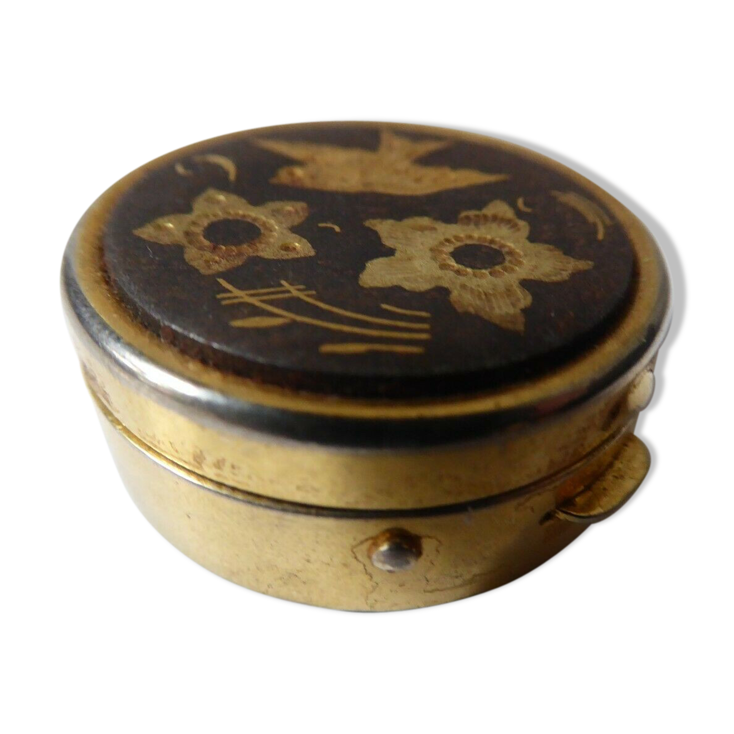 Gold metal pill box