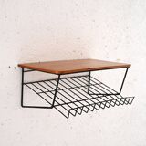 Vintage teak and metal hanging nightstand