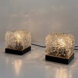 Pair of Vintage Cube Lamps – Textured Glass Wall or Ceiling Lights