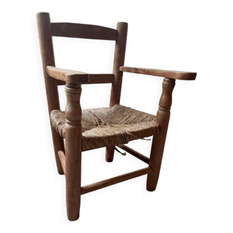 Chaise enfant en bois paillée