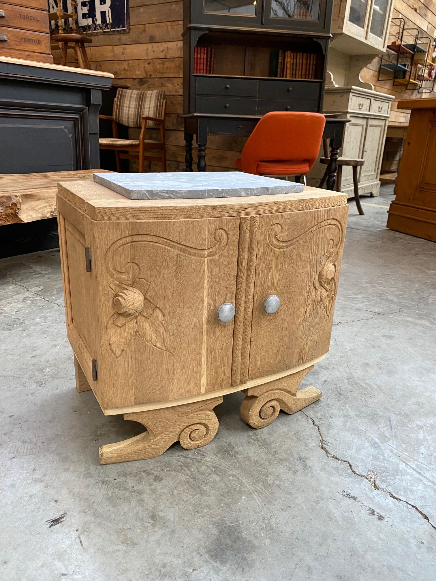Small oak bedside table