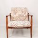 Fauteuil Jacquard Corail Vintage par Edmund Homa GFM 64, années 1960, Pologne Rénové MCM Design
