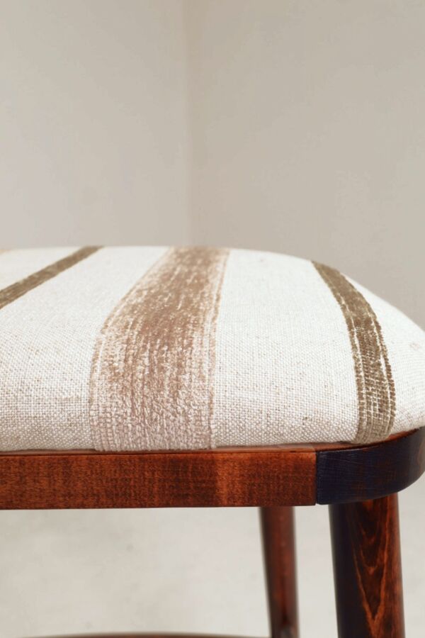 Tabourets de bar en hêtre rustique – Tissu jacquard rayé