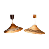 Pair of vintage wicker hanging lamp