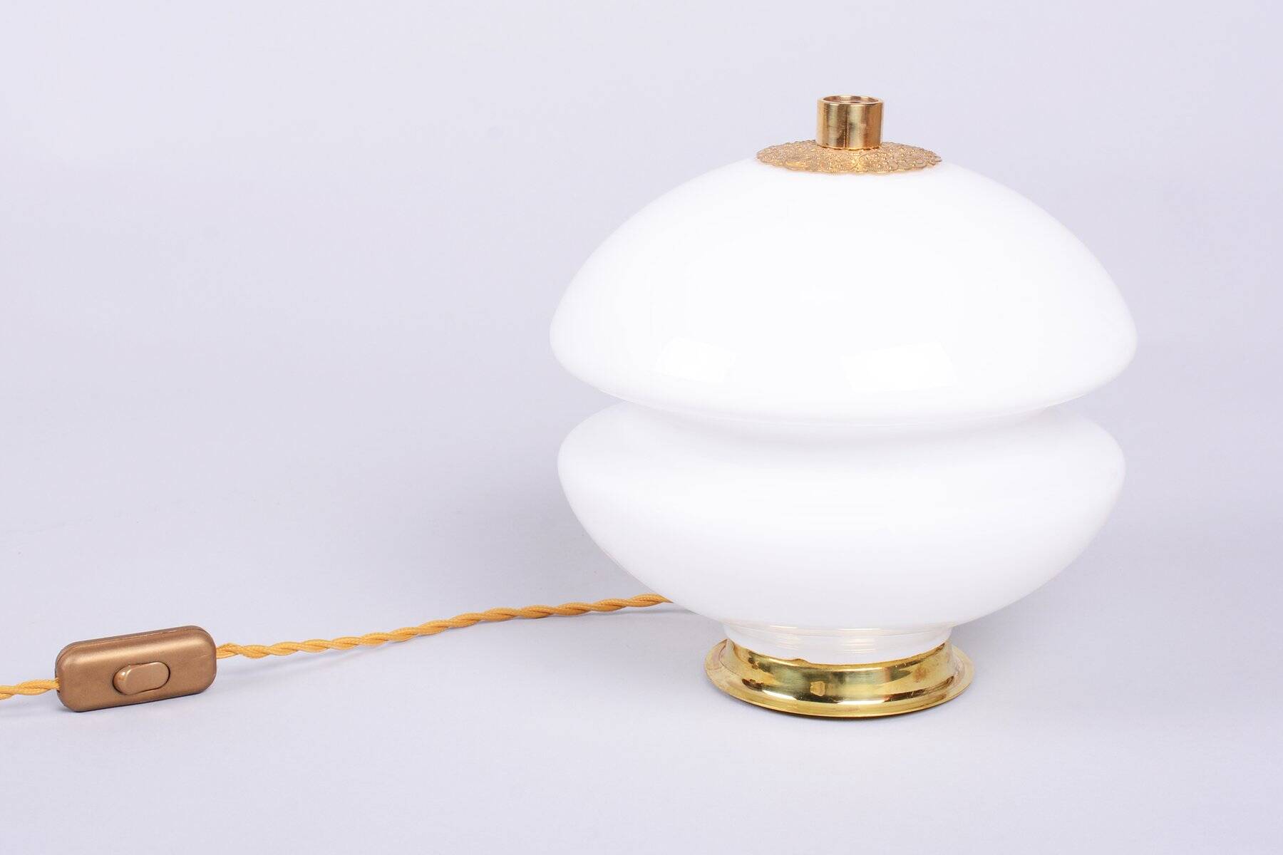 Mid-Century Table Lamp in Brass and Glass, Czech, 1960s