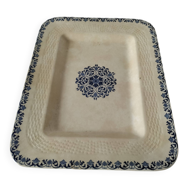 Grand plat ancien en faïence de Gien – bordure tressée - fin 19ème