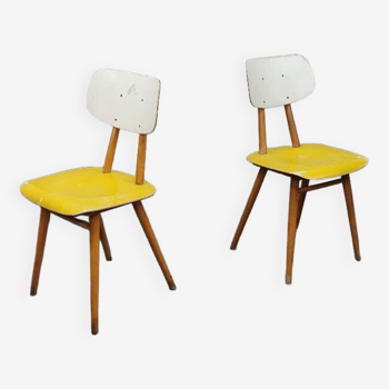 Paire de chaises bois TON Bystrice Thonet jaune et blanche