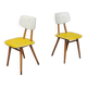 Pair of yellow and white TON Bystrice Thonet wooden chairs