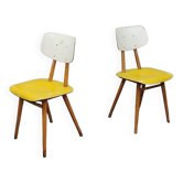 Paire de chaises bois TON Bystrice Thonet jaune et blanche